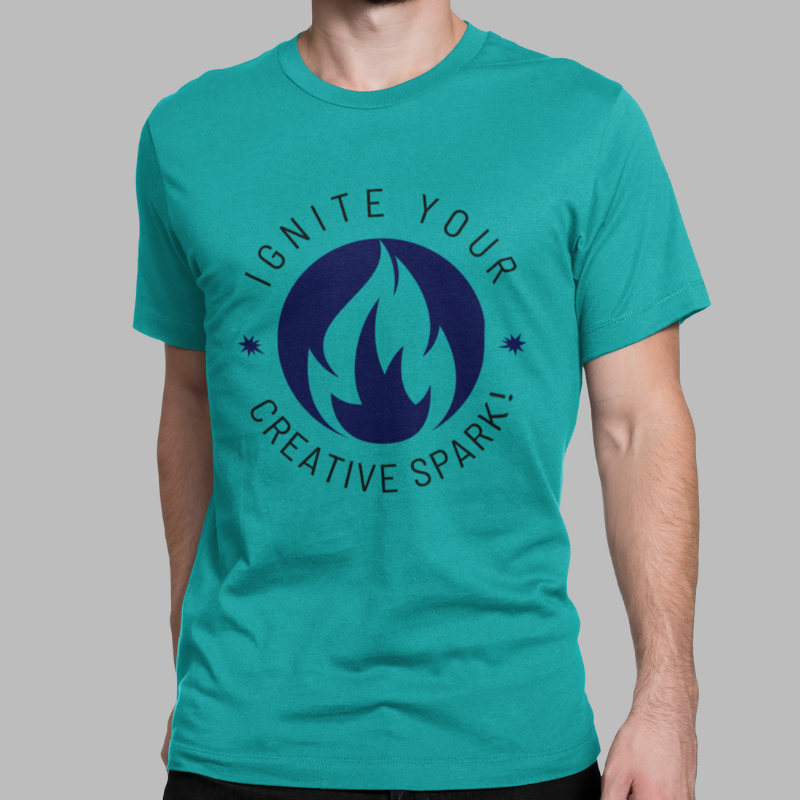 Ignite Your Creative Spark Printed Regular Fit T-Shirt - Mint, Royal Blue, Red, Navy Blue, Olive Green, Teal