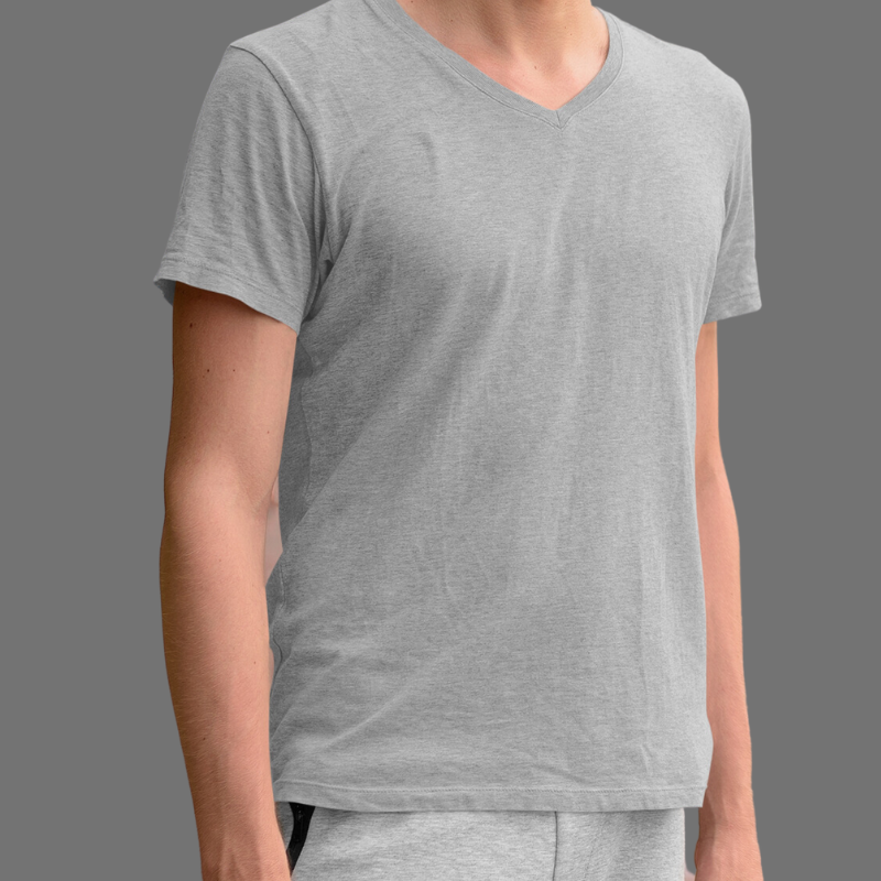 AR&B Men's V Neck Half Sleeve Regular Fit T-Shirt - Grey Heather