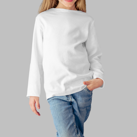 AR&B Kids Round Neck Full Sleeve T-Shirts -  White