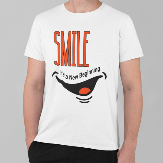 Smile Printed Regular Fit T-Shirt -  White, Kiwi Green, Ocean Blue, Black, Navy HTR