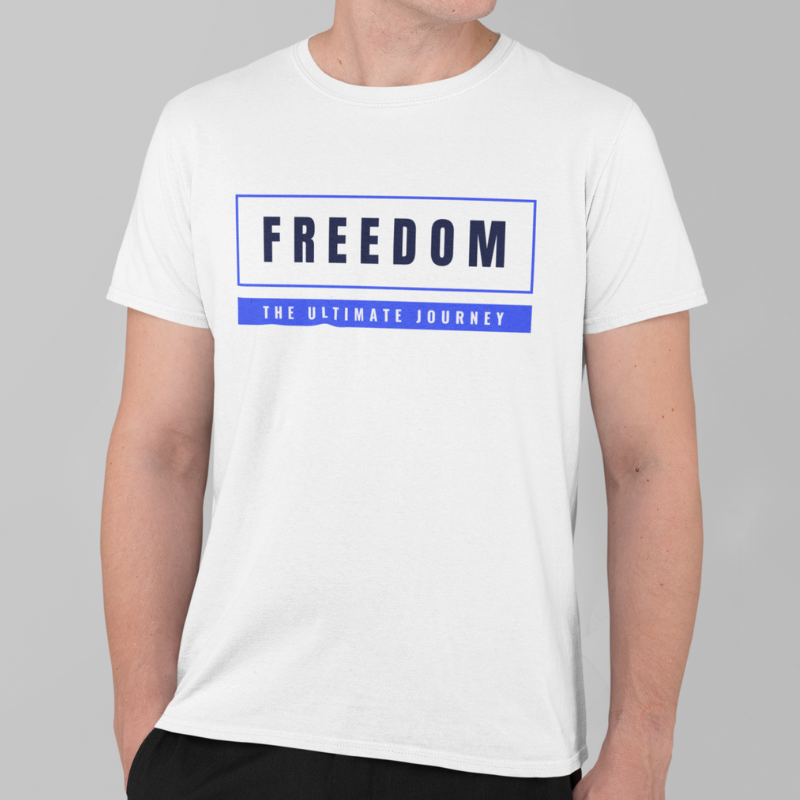 Freedom Printed Regular Fit T-Shirt - White, Ocean Blue, Kiwi green, Mint, Dark Grey HTR