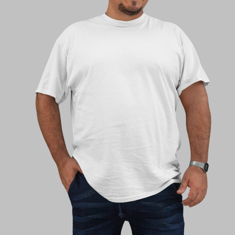 AR&B Men's Plus Size T-Shirt Round Neck Half Sleeve - White