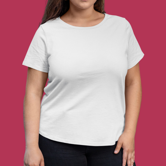 AR&B Women's Plus Size T-Shirt Round Neck Half Sleeve - White