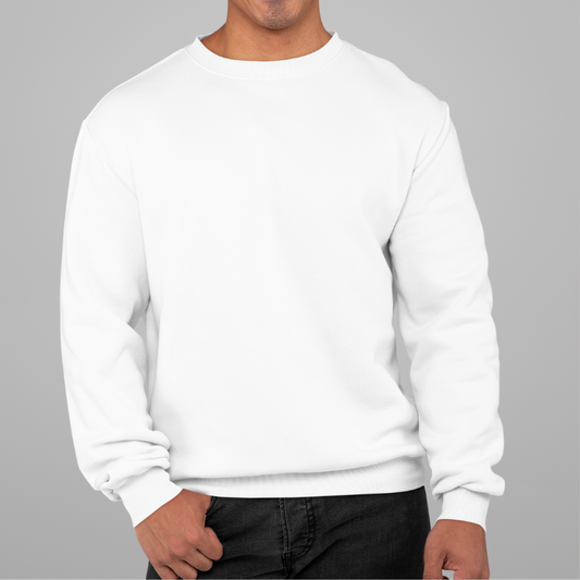 AR&B Men's Crew Neck Sweatshirt - Long Sleeve Regular Fit - White