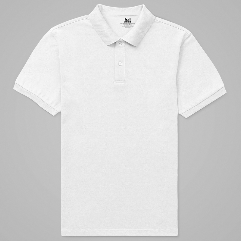 AR&B Premium Polo T-Shirt – Half Sleeve – Rib Collar and Cuff - White Regular Fit